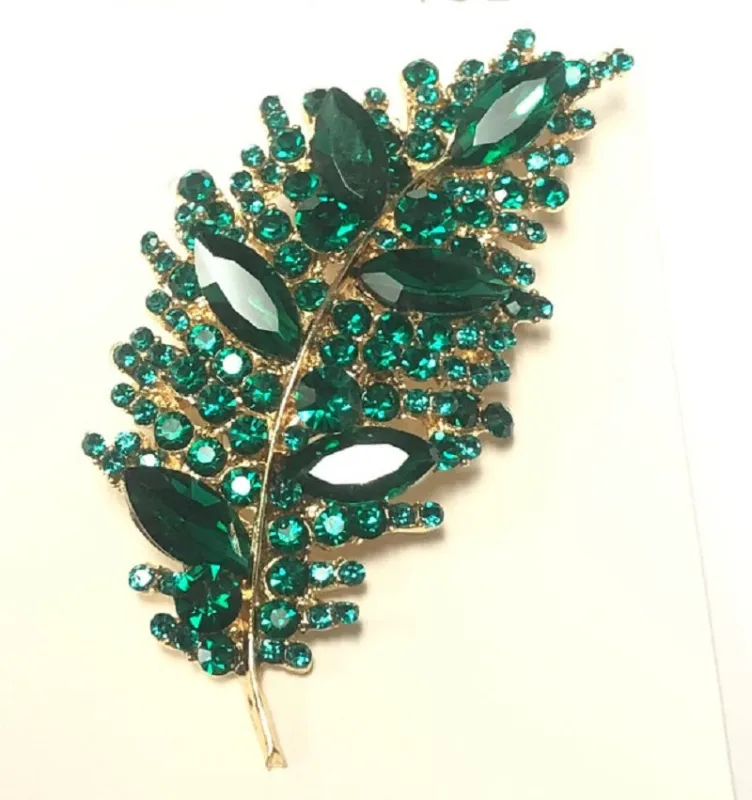 GOLD GREEN LEAF BROOCH ( 06746 GGR ) made by Oh My Jewelry