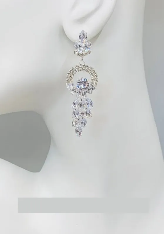 SILVER EARRINGS CZ CUBIC ZIRCONIA STONES ( 28254 1CL ) sold by Oh My Jewelry