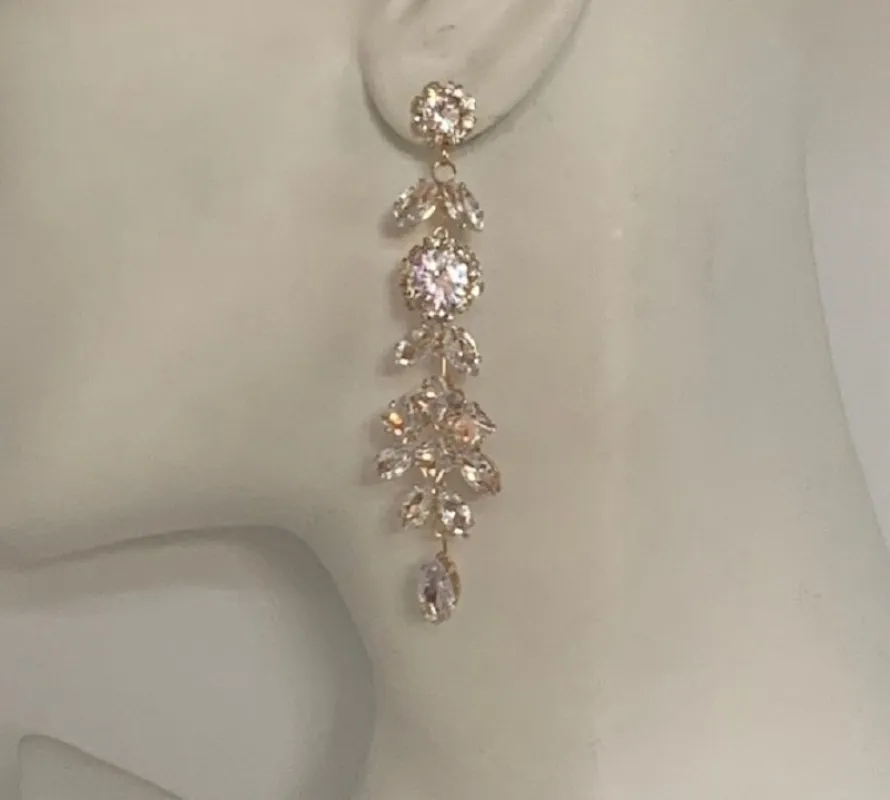 GOLD EARRINGS CLEAR CZ CUBIC ZIRCONIA STONES ( 28178 2CL ) sold by Oh My Jewelry