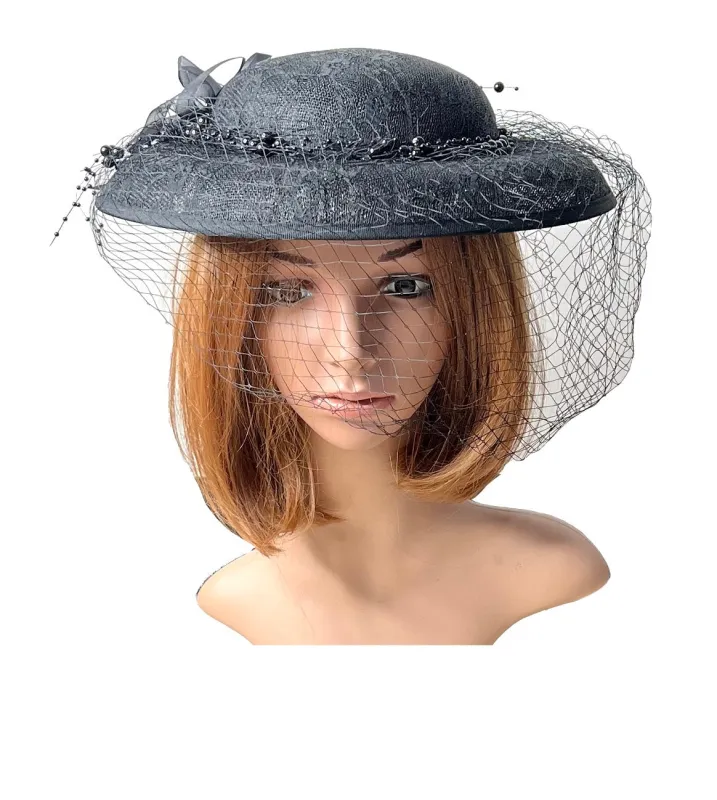 FASCINATOR VEIL HAT BLACK ( 0415 BK ) sold by Oh My Jewelry