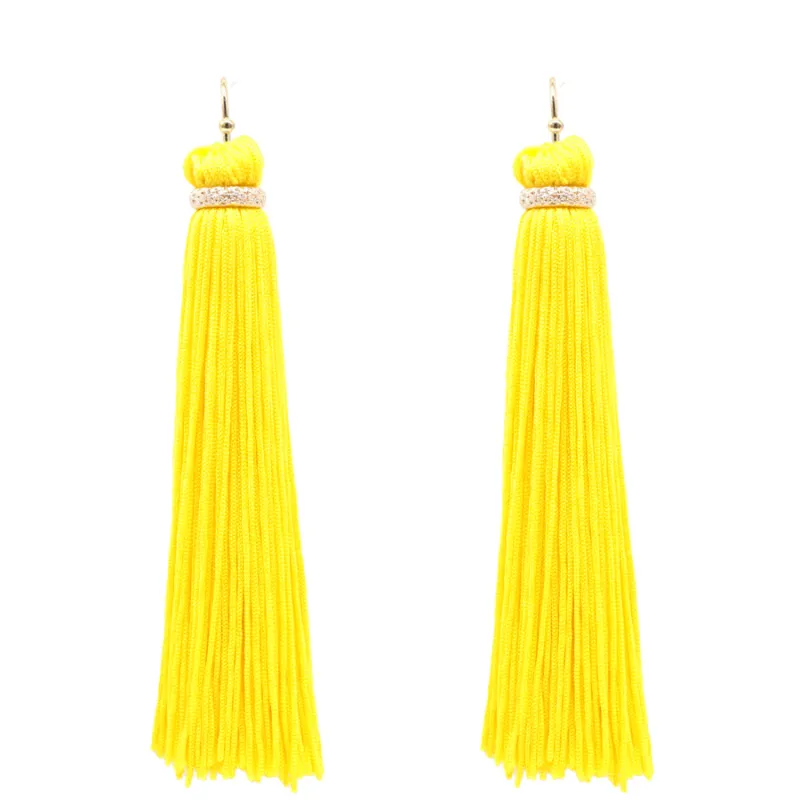 YELLOW Thread Tassel Earrings ( 6079 YE ) made by Oh My Jewelry