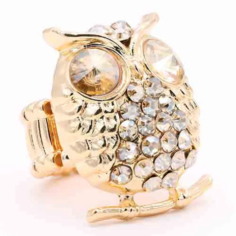 GOLD OWL RING AMBER STONES ( 2420 GDCL ) sold by Oh My Jewelry