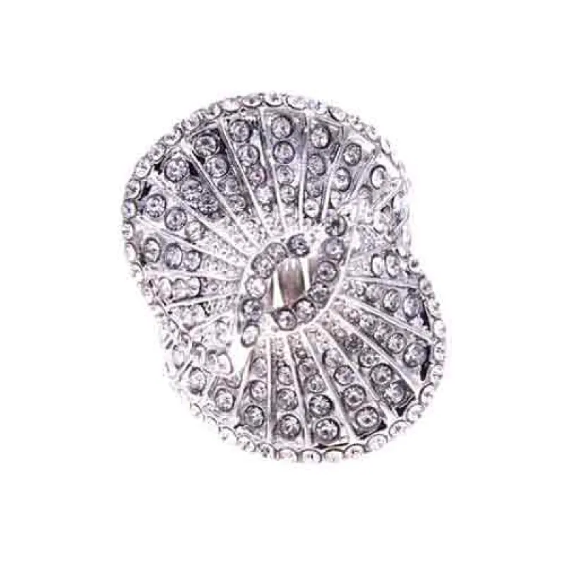 SILVER SWIRL RING CLEAR STONES ( 2156 SVCL ) sold by Oh My Jewelry