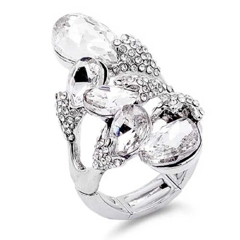 SILVER STRETCH RING CLEAR STONES ( 2244 SVCL ) sold by Oh My Jewelry