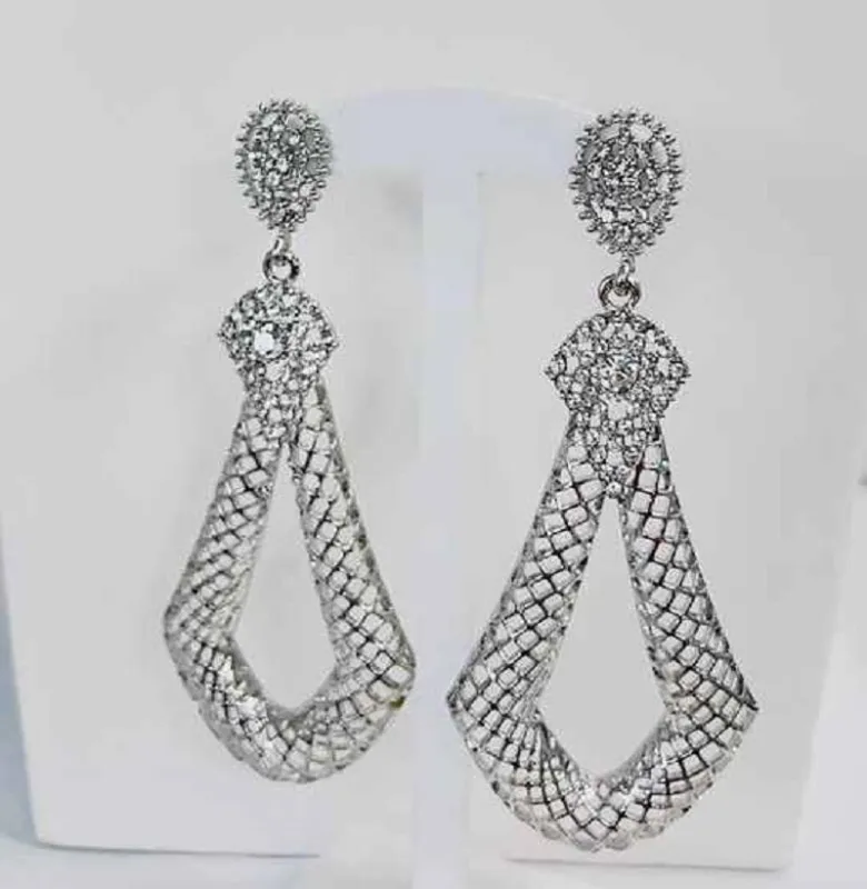 SILVER EARRINGS CLEAR STONES ( 3251 S ) sold by Oh My Jewelry