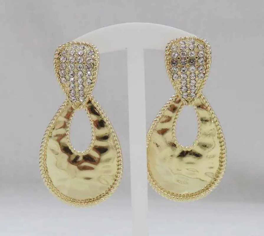 GOLD EARRINGS CLEAR STONES ( 3223 G ) sold by Oh My Jewelry