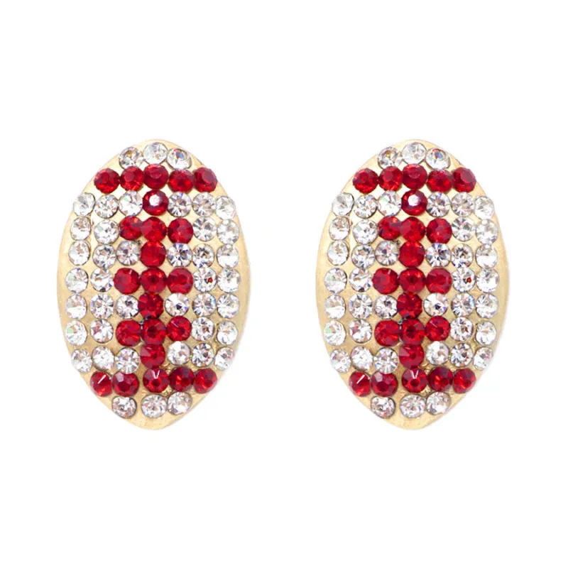 GOLD RED CLEAR FOOTBALL EARRINGS ( 6078 1 ) sold by Oh My Jewelry