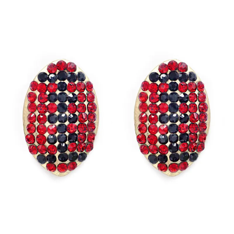 GOLD RED BLACK FOOTBALL EARRINGS ( 6078 3 ) sold by Oh My Jewelry
