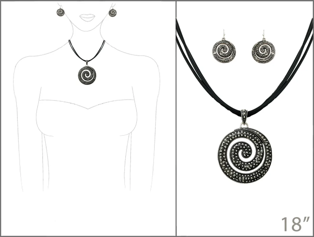 BLACK CHORD NECKLACE SET ( 7288 AS ) made by Oh My Jewelry