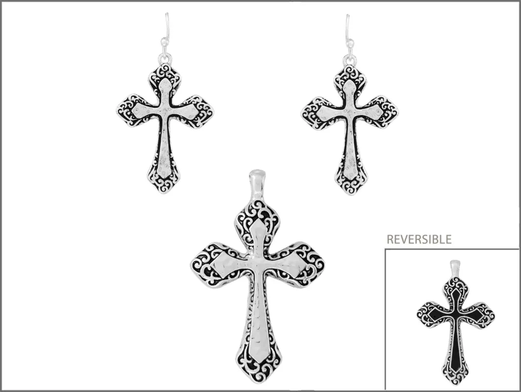 SILVER CROSS PENDANT SET ( 1775 AS ) made by Oh My Jewelry