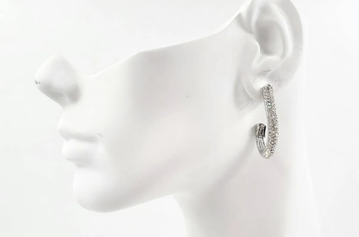 SILVER HOOP EARRINGS CLEAR STONES ( 2807 3CL ) sold by Oh My Jewelry