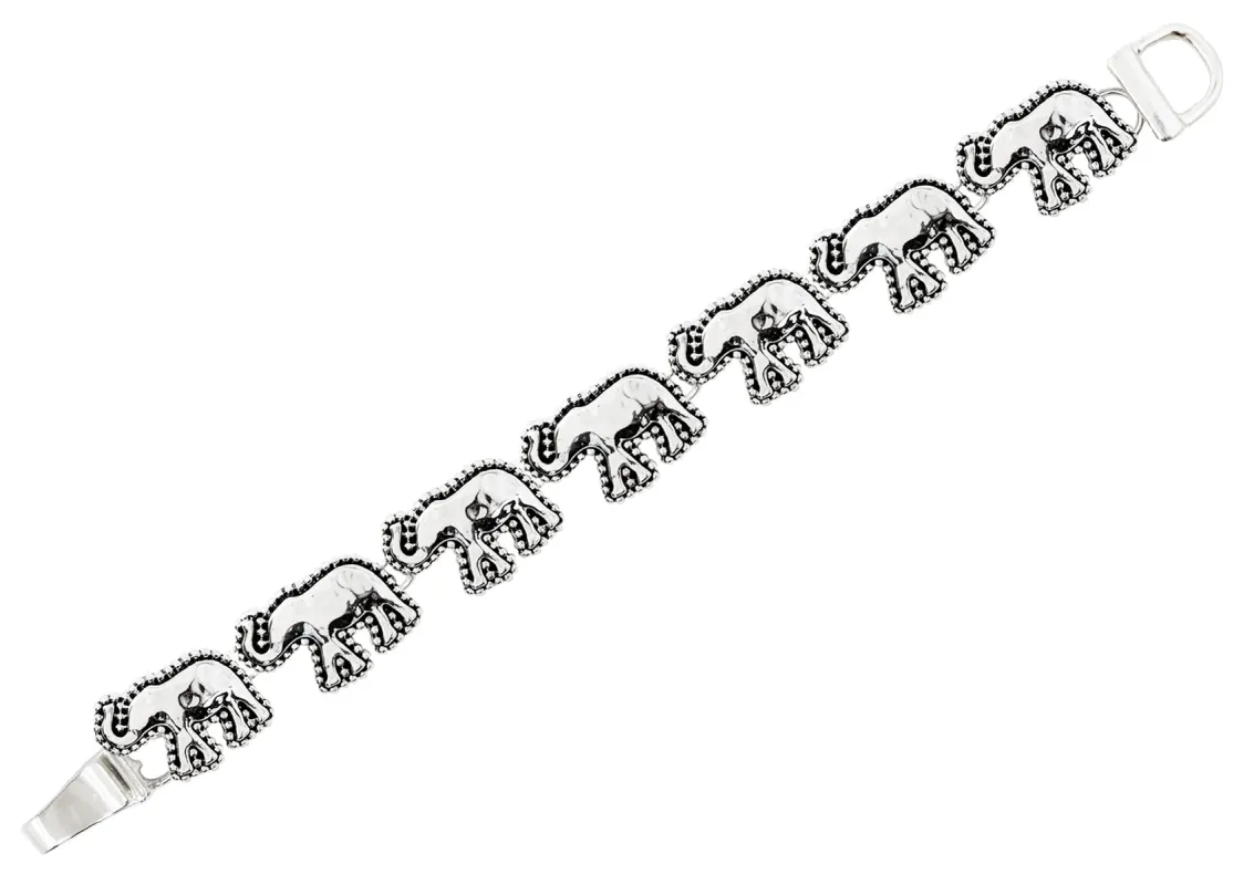 SILVER BLACK ELEPHANT BRACELET ( 02247 AS ) sold by Oh My Jewelry
