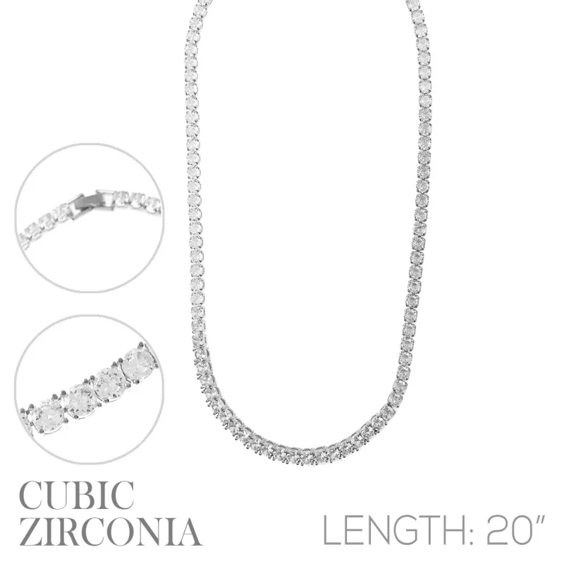 SILVER NECKLACE CLEAR CUBIC ZIRCONIA CZ STONES ( 18240 20CRR ) sold by Oh My Jewelry