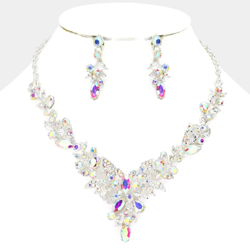 SILVER NECKLACE SET AB STONES ( 19951 SAB ) sold by Oh My Jewelry