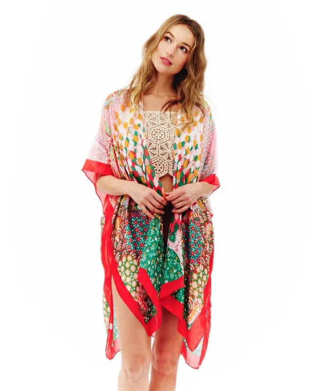 MULTI COLOR SILK KIMONO ( 2512 RDPN ) sold by Oh My Jewelry