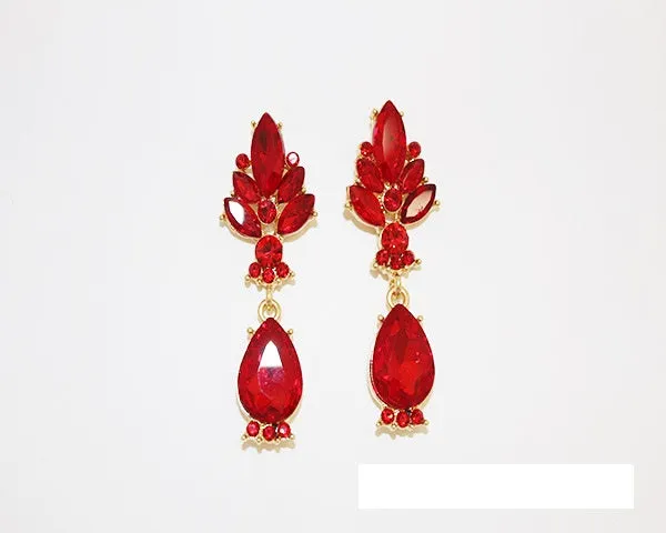 GOLD RED RHINESTONE EARRINGS ( 1196 GLTSI ) sold by Oh My Jewelry