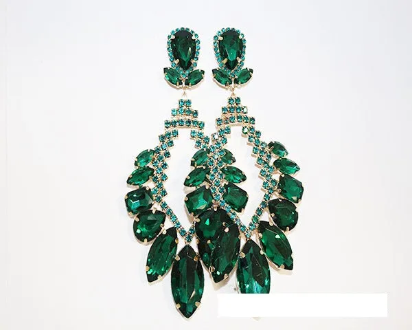 GOLD CHANDELIER EARRINGS EMERALD STONES ( 1531 GEME ) sold by Oh My Jewelry