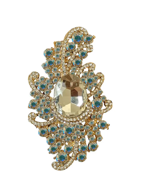 GOLD BROOCH AB STONES ( 06244 GAB ) made by Oh My Jewelry