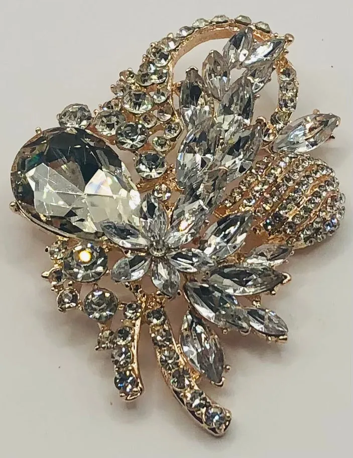 ROSE GOLD CLEAR Rhinestone Brooch ( 06340 RG ) sold by Oh My Jewelry