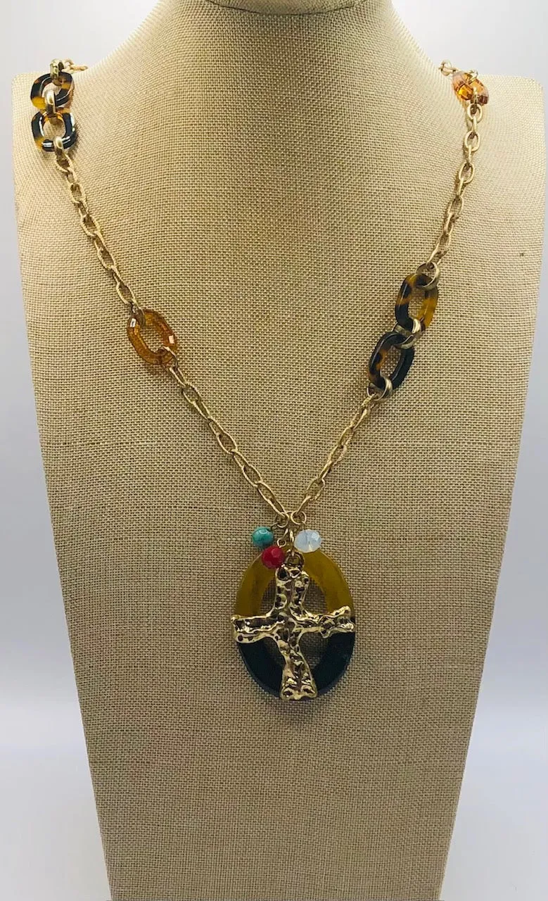 GOLD NECKLACE CROSS PENDANT ( 36121 1AG ) sold by Oh My Jewelry