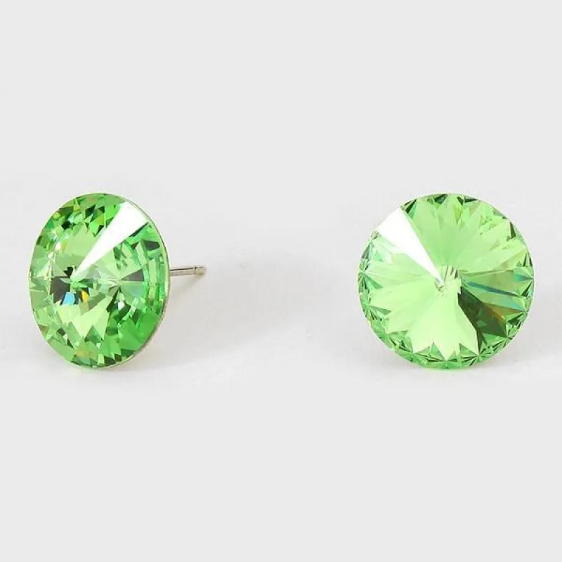 14mm Lime Green Crystal Stud Earrings ( 03 ) made by Oh My Jewelry