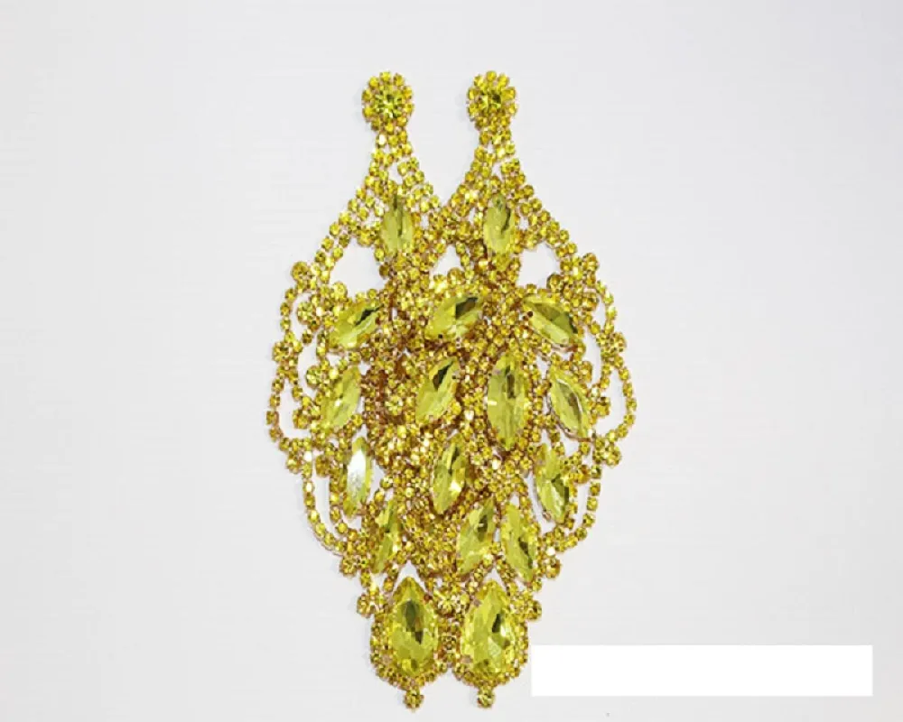 BIG GOLD EARRINGS YELLOW STONES ( 1507 GCIT ) sold by Oh My Jewelry