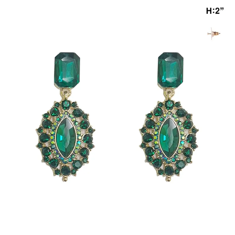 GOLD EARRINGS GREEN STONES ( 336 GGR ) sold by Oh My Jewelry