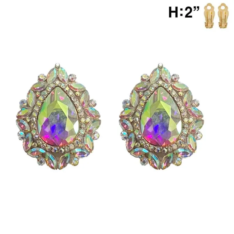 GOLD CLIP ON EARRINGS AB STONES ( 11613 GAB ) sold by Oh My Jewelry