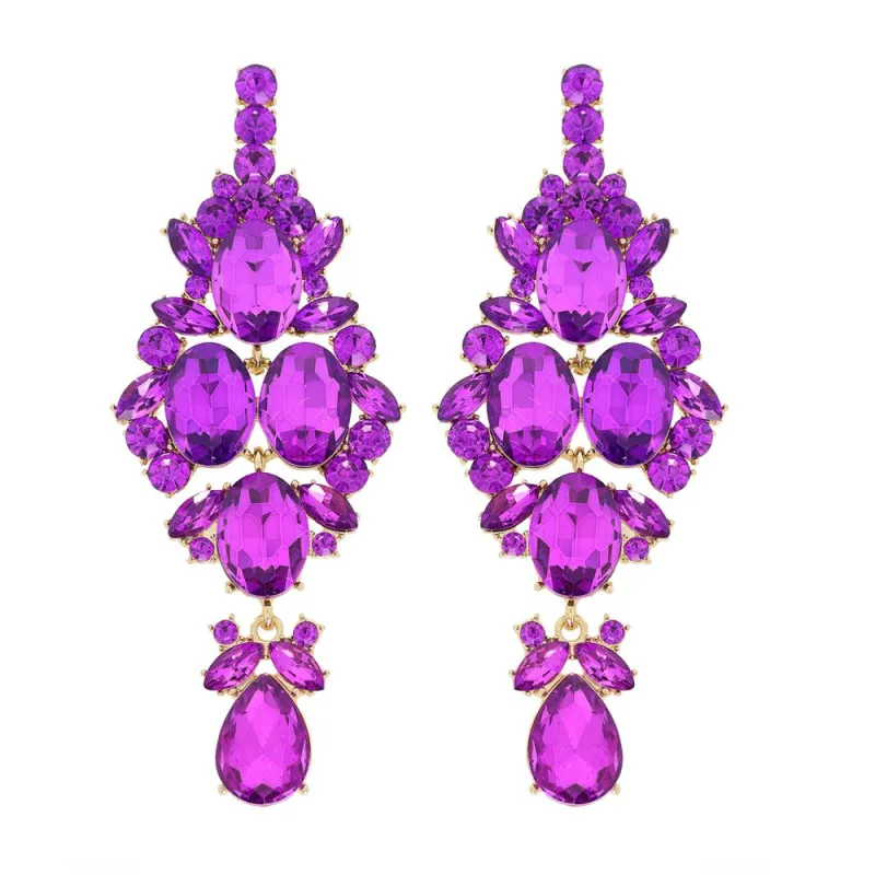 GOLD PURPLE STONE EARRINGS ( 12242 GPU ) sold by Oh My Jewelry