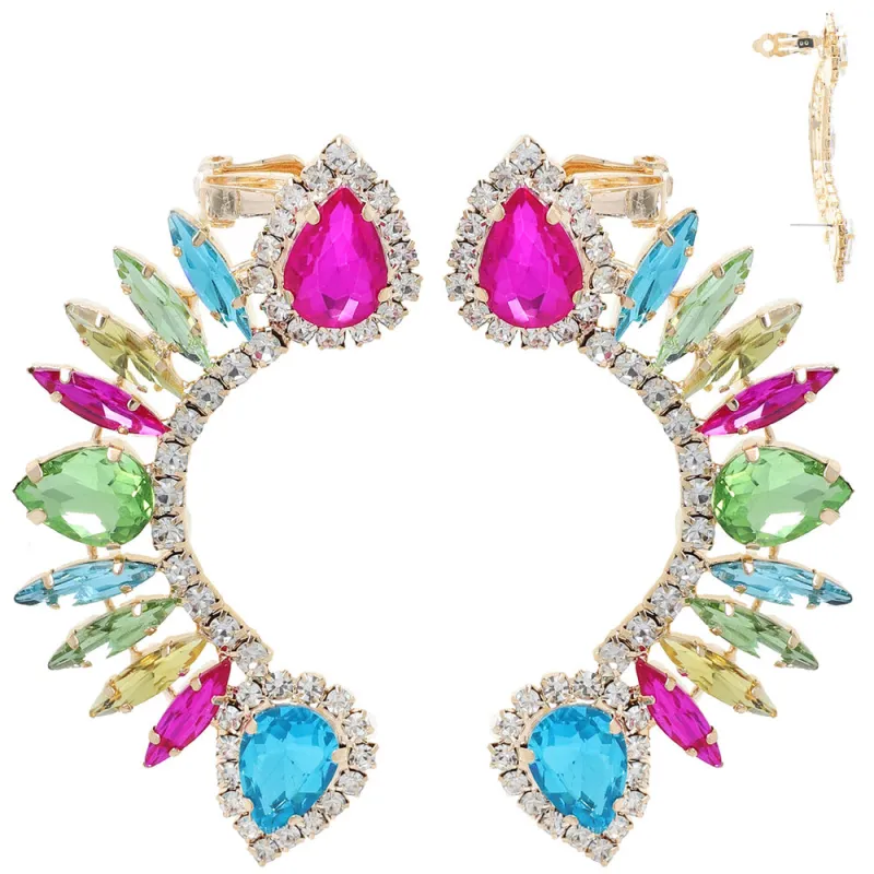 GOLD EARRINGS MULTI COLOR STONES ( 12237 GMU ) sold by Oh My Jewelry