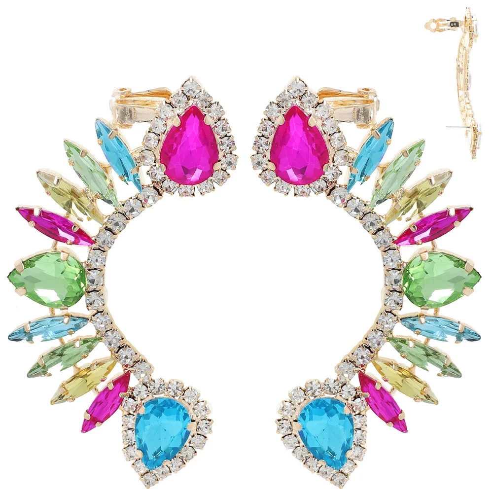 GOLD EARRINGS MULTI COLOR STONES ( 12237 GMU ) sold by Oh My Jewelry