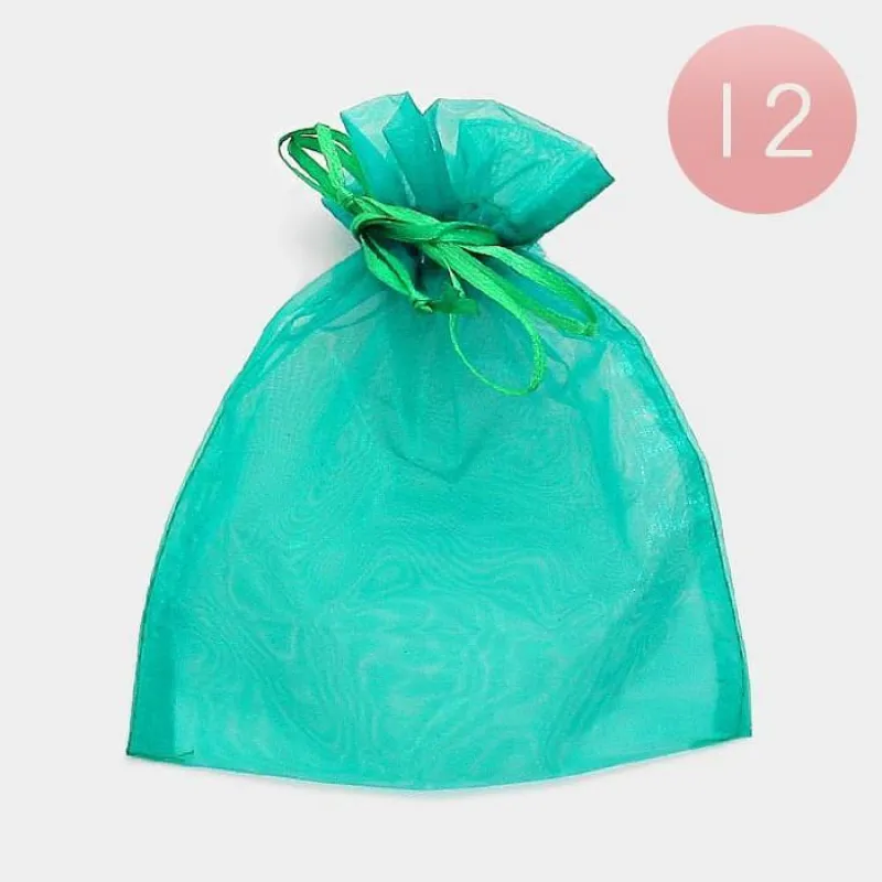 4" x 5” GREEN Organza Gift Bag 12 Pieces M ( 1001 GN ) made by Oh My Jewelry