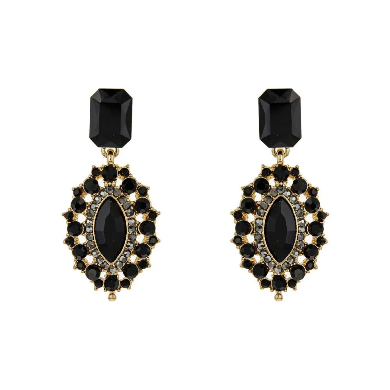 GOLD BLACK STONE EARRINGS ( 336 GJT ) sold by Oh My Jewelry