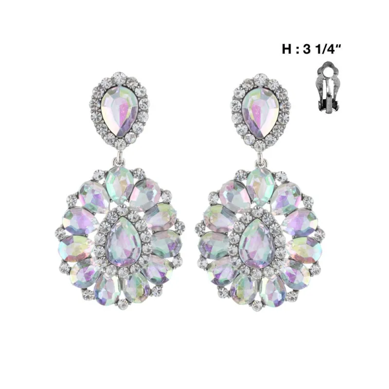 LARGE SILVER AB CLIP ON EARRINGS ( 36 RCA ) sold by Oh My Jewelry