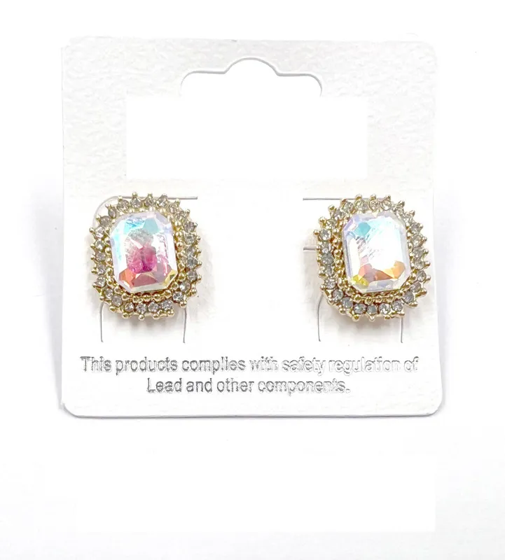 GOLD EARRINGS CLEAR AB STONES ( 0413 2X ) sold by Oh My Jewelry