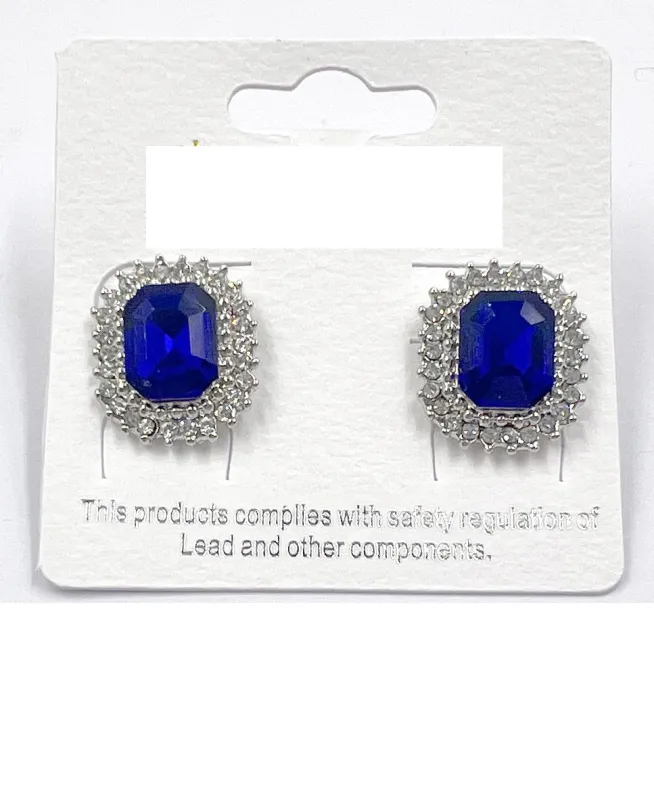 SILVER EARRINGS CLEAR BLUE STONES ( 0413 3S ) sold by Oh My Jewelry