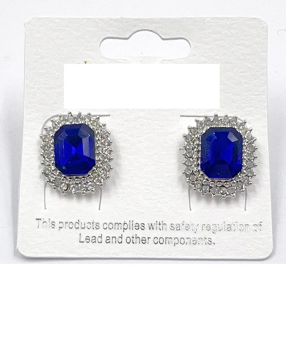 SILVER EARRINGS CLEAR BLUE STONES ( 0413 3S ) sold by Oh My Jewelry
