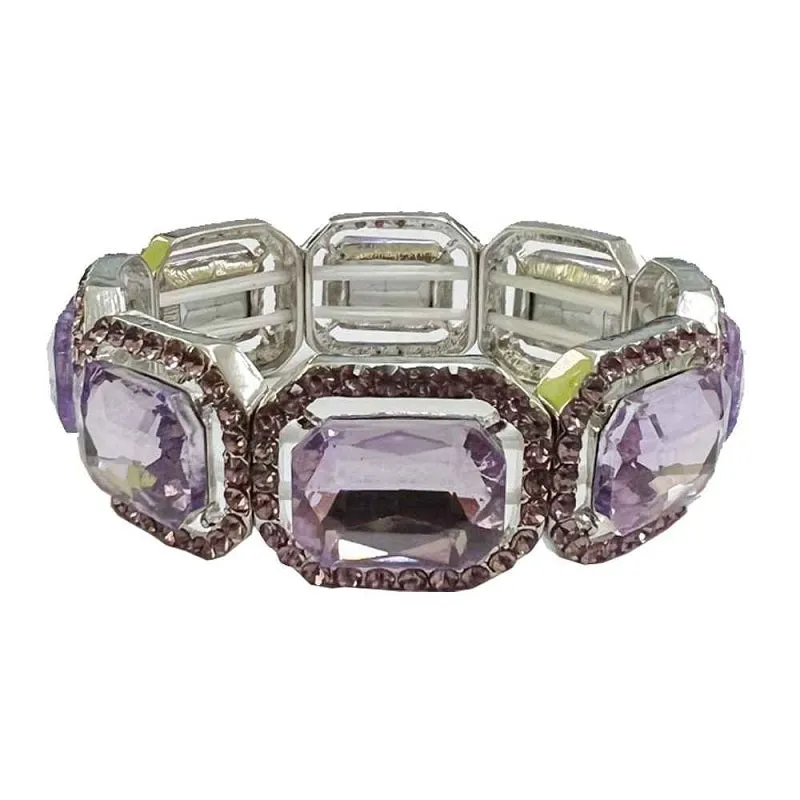 SILVER STRETCH BRACELET LAVENDER STONES ( 115 RLV ) sold by Oh My Jewelry