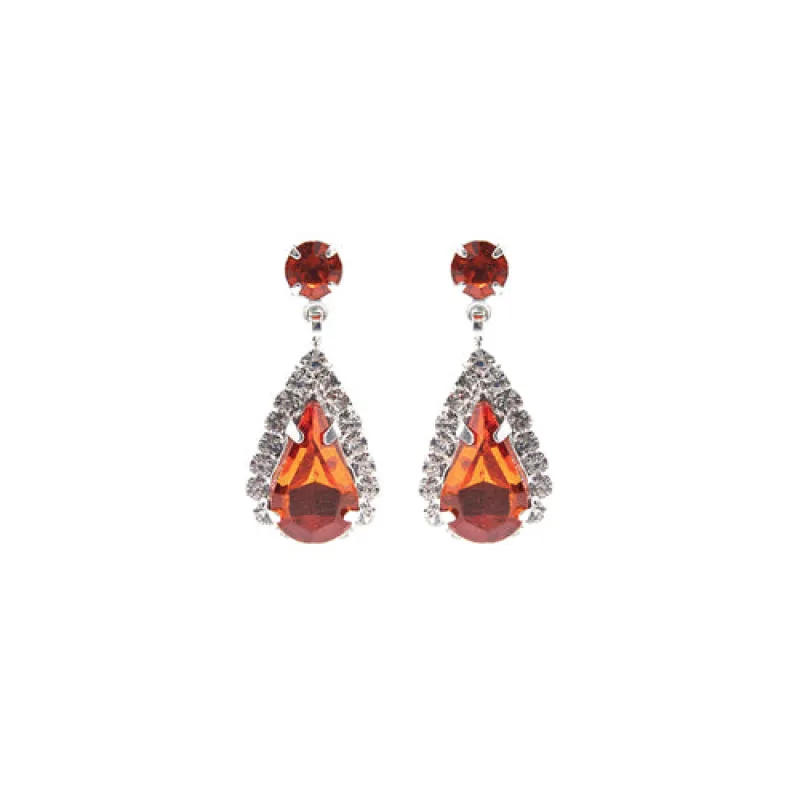 SILVER EARRINGS CLEAR ORANGE STONES ( 28226 HYS ) sold by Oh My Jewelry