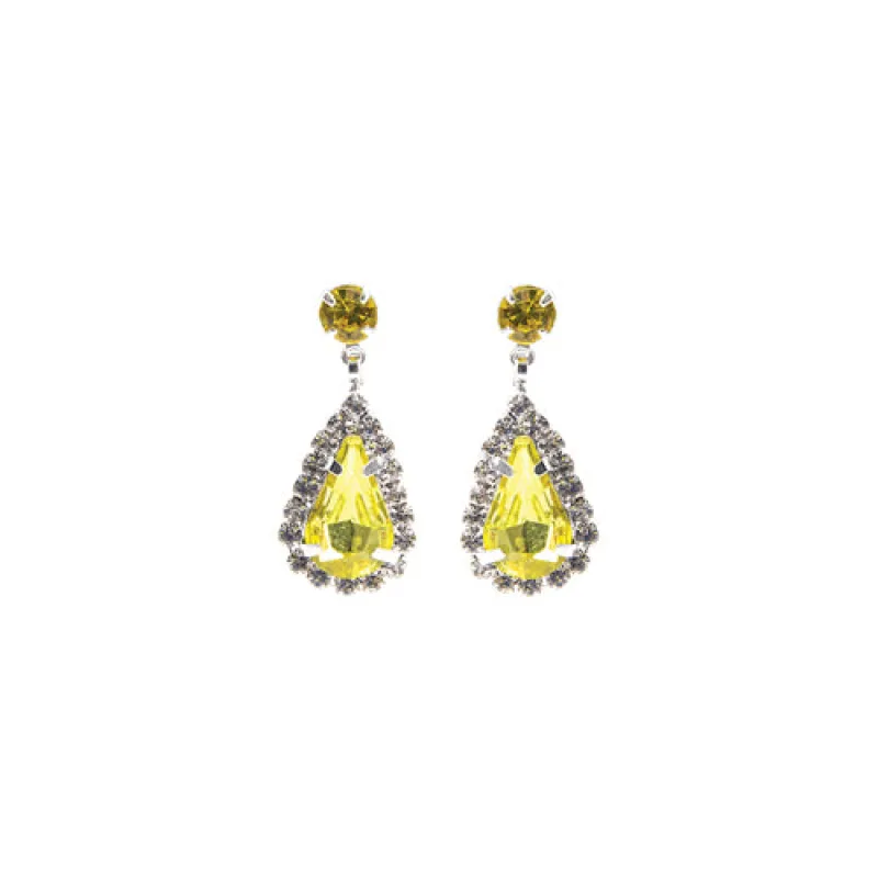 SILVER EARRINGS CLEAR YELLOW STONES ( 28226 CI-S ) made by Rebecca Minkoff