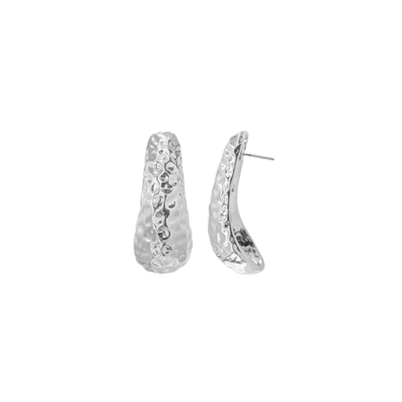 SILVER HAMMERED METAL EARRINGS ( 28327 R ) made by Oh My Jewelry