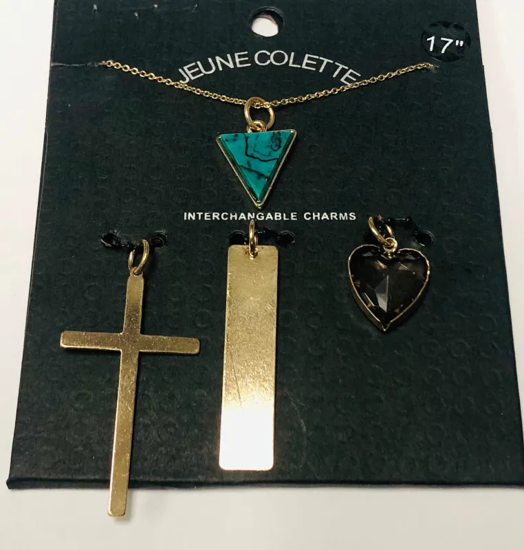 GOLD NECKLACE SET INTERCHANGEABLE CHARMS ( 3604 GP ) sold by Oh My Jewelry