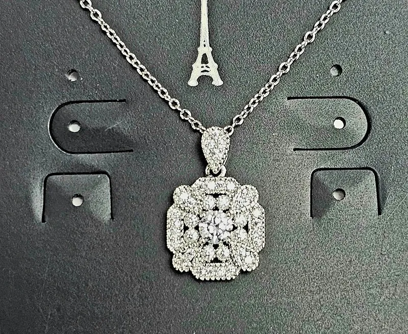 SILVER NECKLACE CLEAR STONES ( 3158 S ) sold by Oh My Jewelry