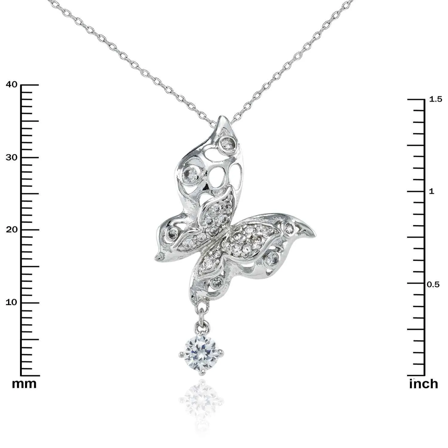 SILVER BUTTERFLY NECKLACE CLEAR STONES ( 1973 S ) sold by Oh My Jewelry