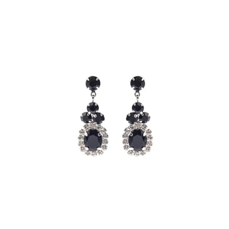 SILVER EARRINGS CLEAR BLACK STONES ( 28228 JTS ) sold by Oh My Jewelry