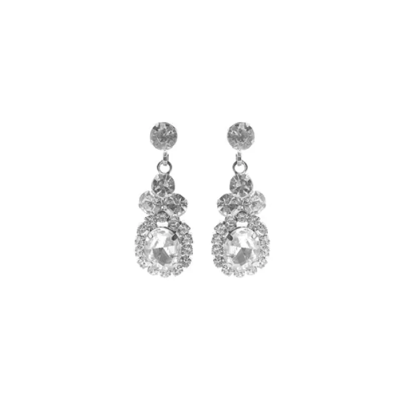 SILVER EARRINGS CLEAR STONES ( 28228 CRS ) sold by Oh My Jewelry