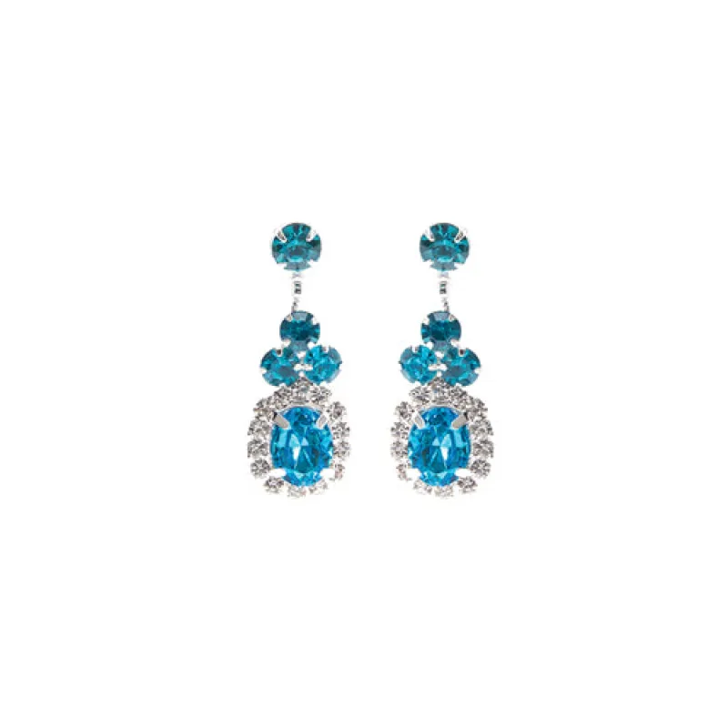 SILVER EARRINGS AQUA CLEAR STONES ( 28228 AQS ) sold by Oh My Jewelry