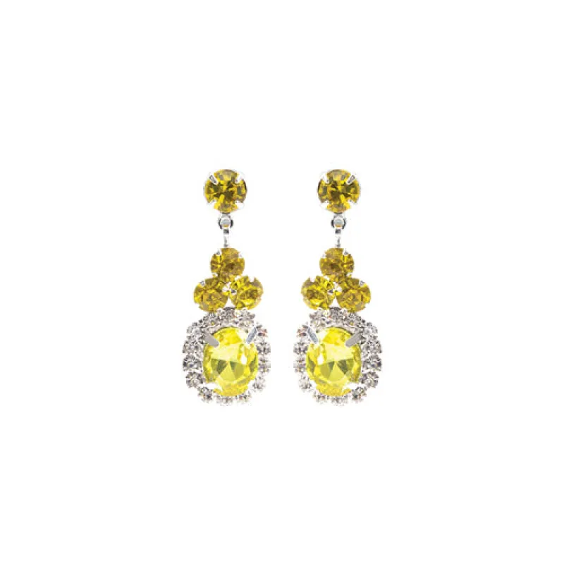 SILVER EARRINGS YELLOW CLEAR STONES ( 28228 CIS ) sold by Oh My Jewelry