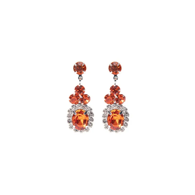 SILVER EARRINGS CLEAR ORANGE STONES ( 28228 HYS ) sold by Oh My Jewelry