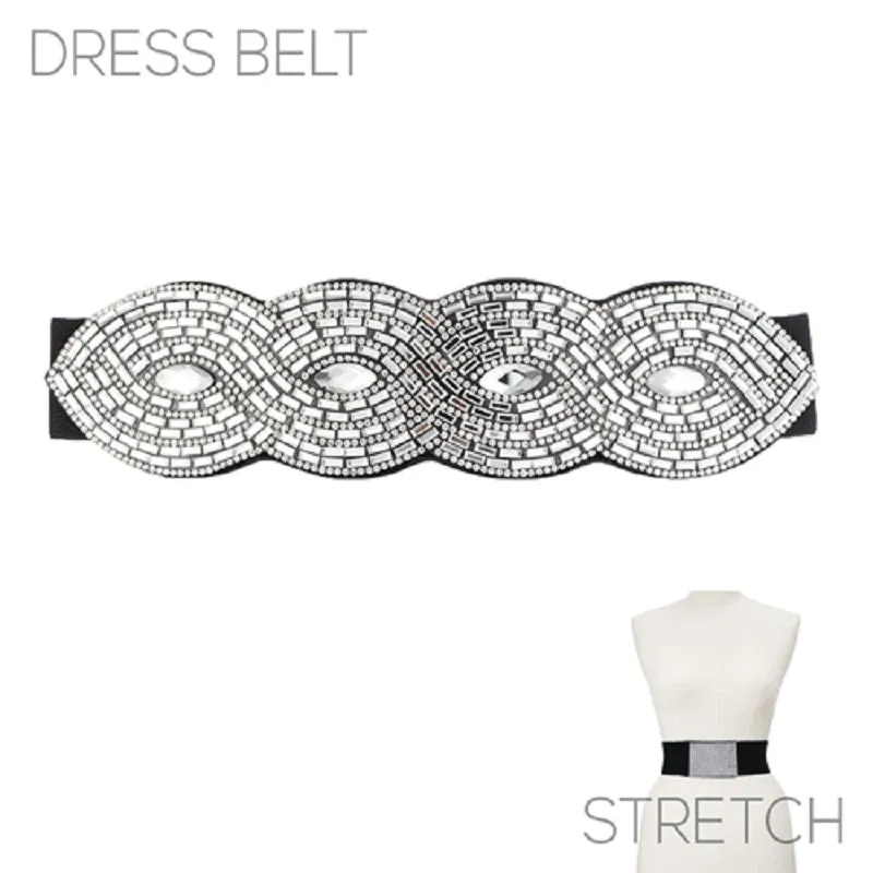 BLACK STRETCH BELT CLEAR STONES ( 00034 CRJT ) sold by Oh My Jewelry